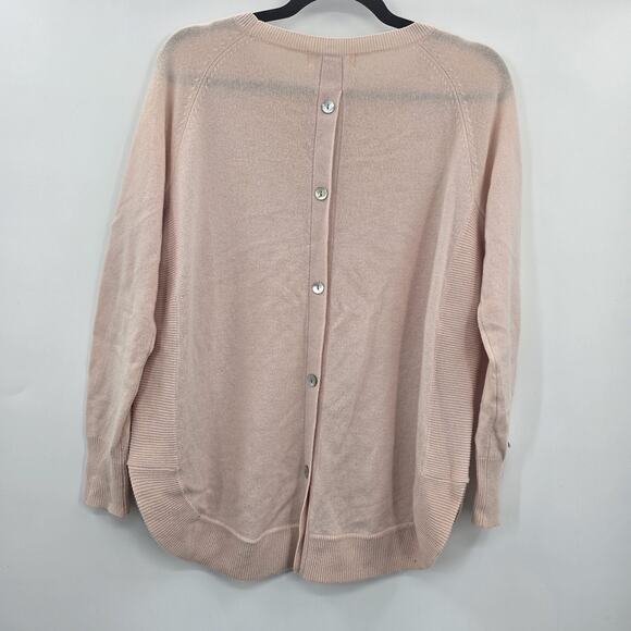 Peck & Peck Sweater Womens Medium Pink 100% Cashmere Button Back Pullover - Picture 4 of 6